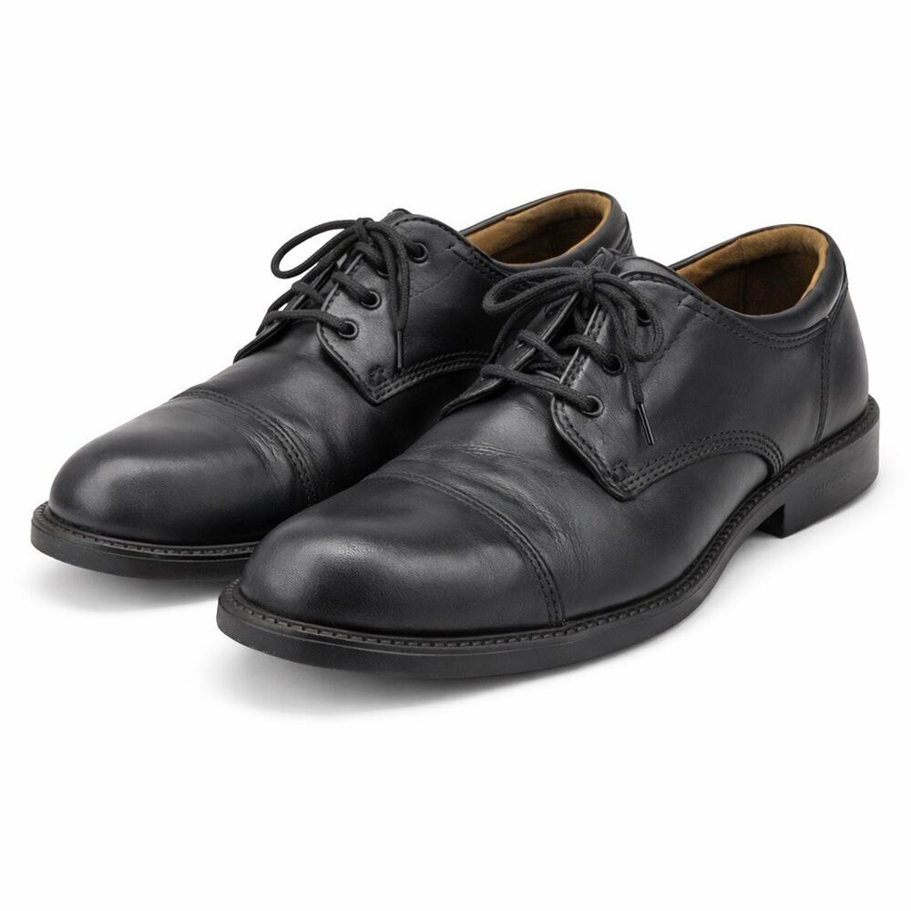 Dockers Black Leather Cap Toe Oxford Dress Shoes Mens 10M Lace Up Comfort
